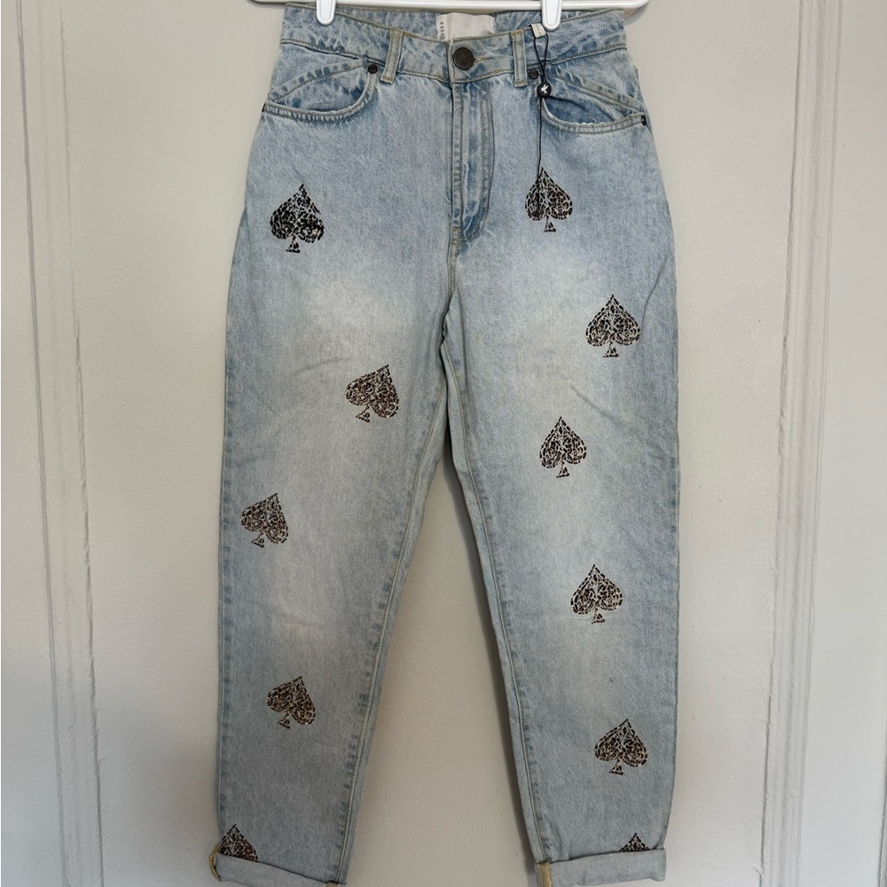 One Teaspoon Light Blue Jeans with Spade Print